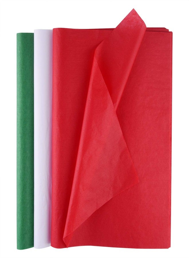 MIAHART 60 Christmas Tissue Paper Sheets 50 * 35cm Christmas Wrapping Paper for DIY and Craft Gift Bags Decorations (Red, Green, and White) - Image 1